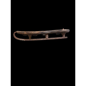 Antique 1800’s Wooden Ice Skate
 metal blade & loops on bottom used for straps